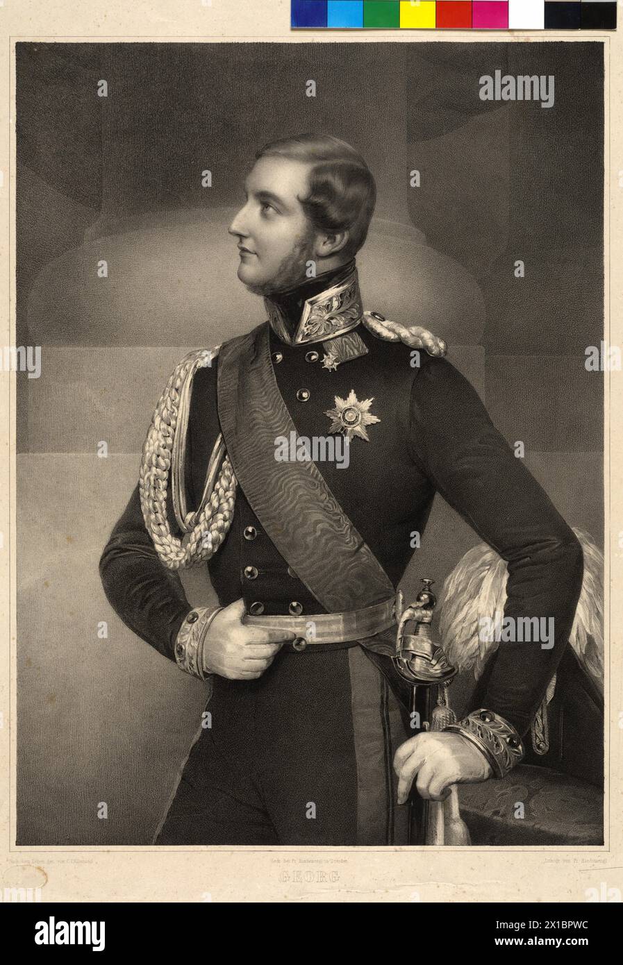 George, Lithografie von Franz Hanfstaengl nach einer Zeichnung von Charles L'Allemand, - 19300101 PD22100 - Rechteinfo: Rights Managed (RM) Stockfoto