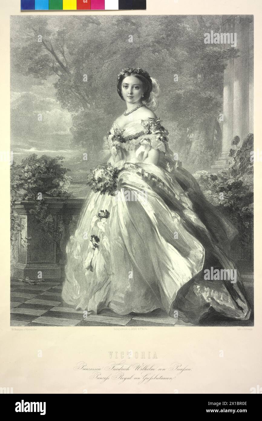 Victoria Prinzessin Friedrich Wilhelm von Preußen, Prinzessin Royal von Großbritannien, Lithographie von Karl Suessnapp nach einem Ad vivum Gemälde von Franz Xavier Winterhalter, - 19300101 PD23287 - Rechteinfo: Rights Managed (RM) Stockfoto