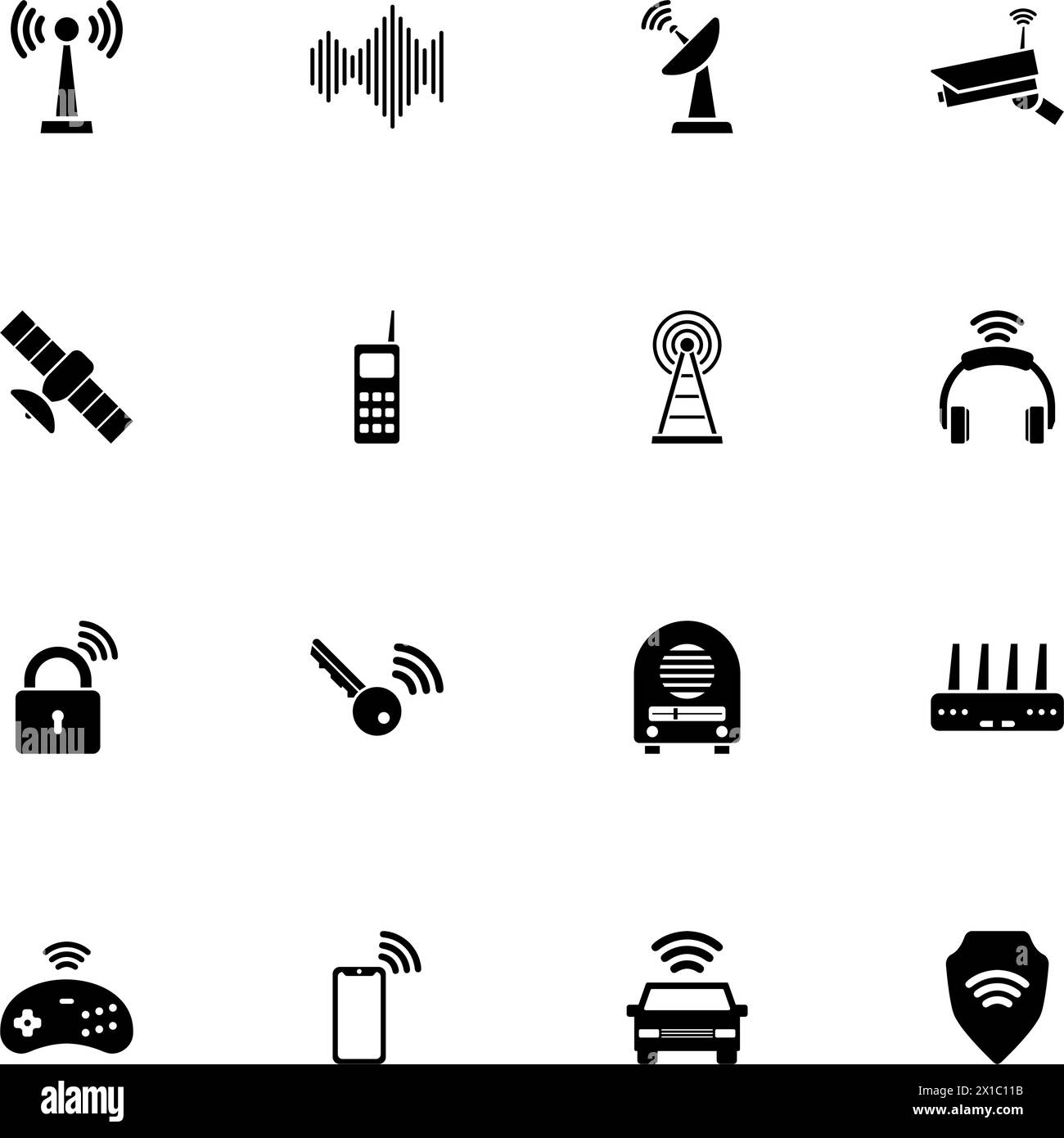 Funkgerätesymbol – auf beliebige Größe erweitern – in beliebige Farbe ändern. Perfect Flat Vector enthält Symbole wie Antenne, Frequenz, Turm, Karte, Mikrowelle, Audio, Stock Vektor