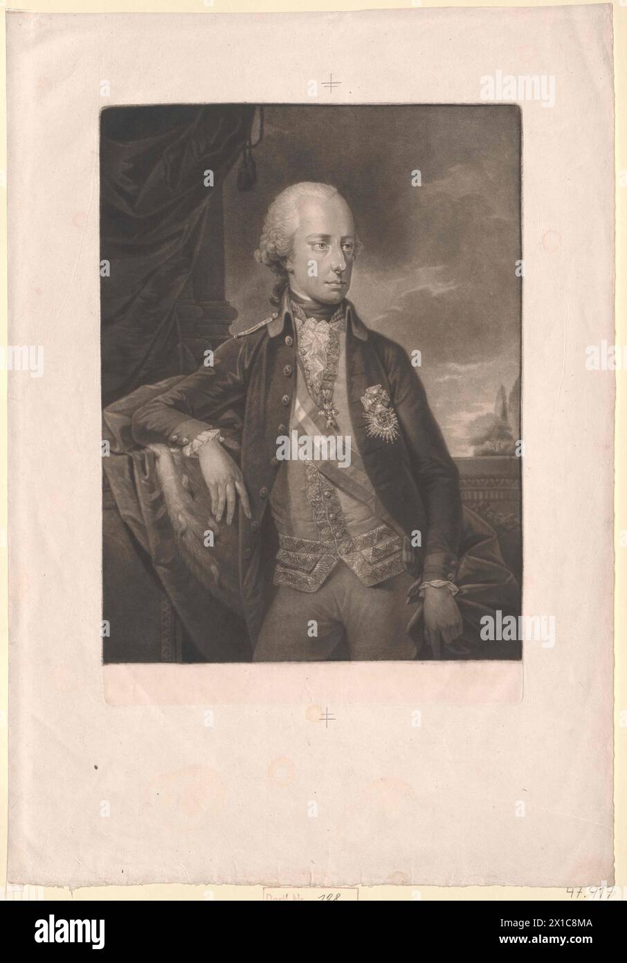 Franz II., Kaiser des Heiligen Römischen Reiches, Bild in jungen Jahren als Erzherzog von österreichischem Mezzotint ohne Unterschrift des Künstlers. Vor dem Skript, - 19830422 PD61570 - Rechteinfo: Rights Managed (RM) Stockfoto