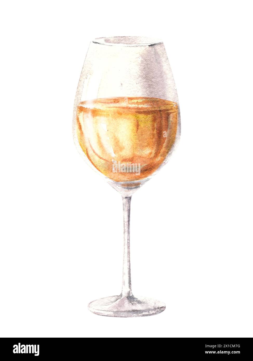 Glas Weißwein, Saft, Likör, Schnaps, Champagner. Aquarellabbildung. Trinkclipart für Weinherstellung, Weinkarte, Bar, Restaurant m Stockfoto