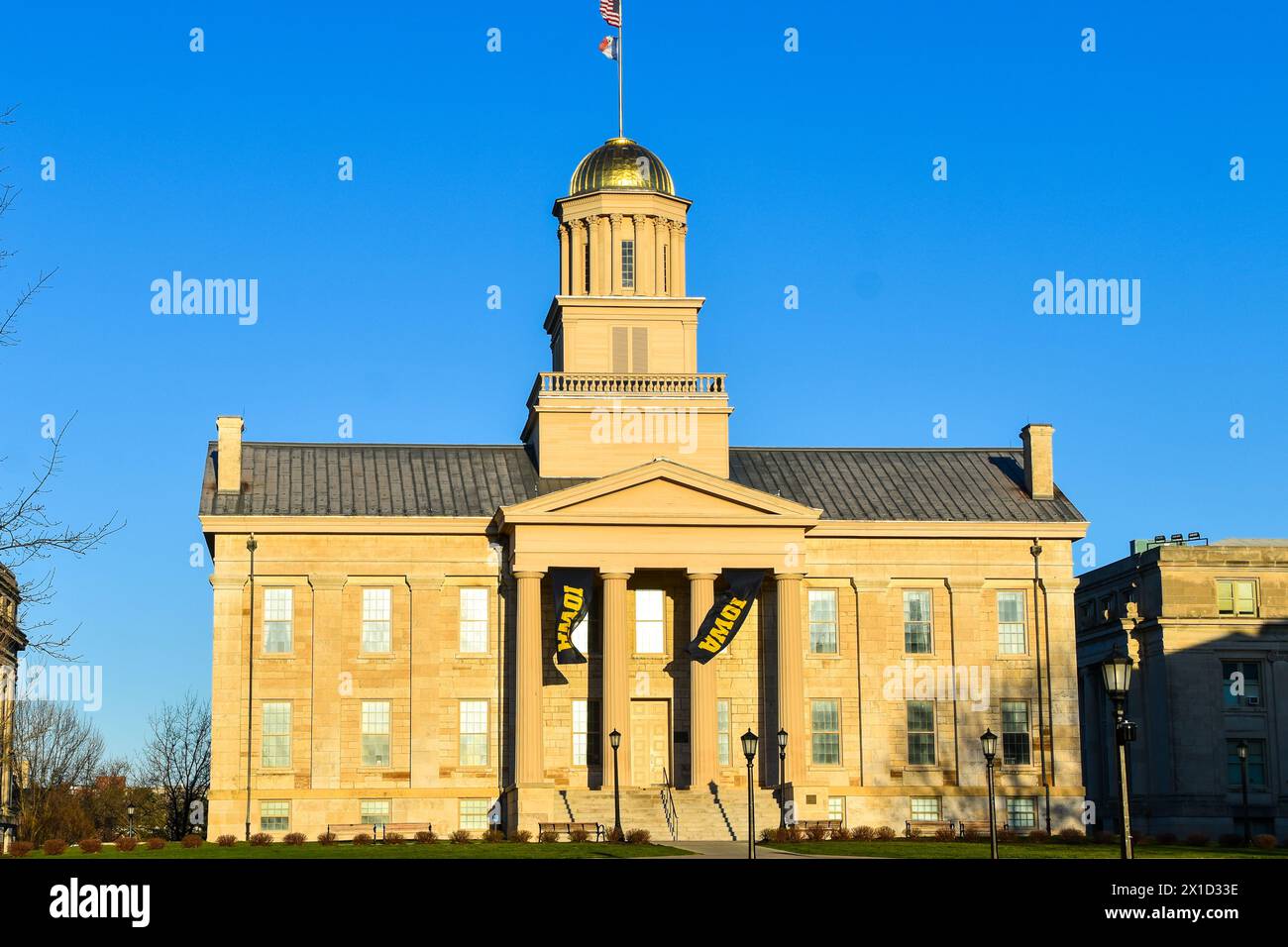 Altes Kapitol. University of Iowa. April 2024. Stockfoto