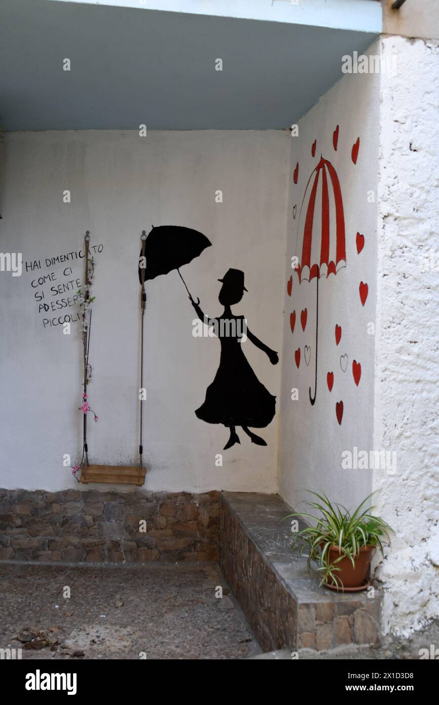 Fiumara Reggio Calabria Italien - Borgo Croce, murales Stockfoto