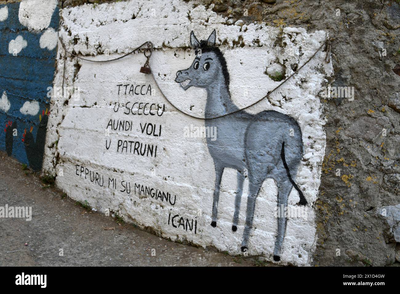 Fiumara Reggio Calabria Italien - Borgo Croce, murales Stockfoto
