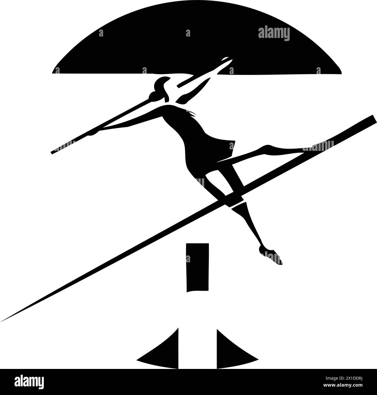 Designvorlage für Skisprung-Logo. Ein Skier springt in die Luft Stock Vektor