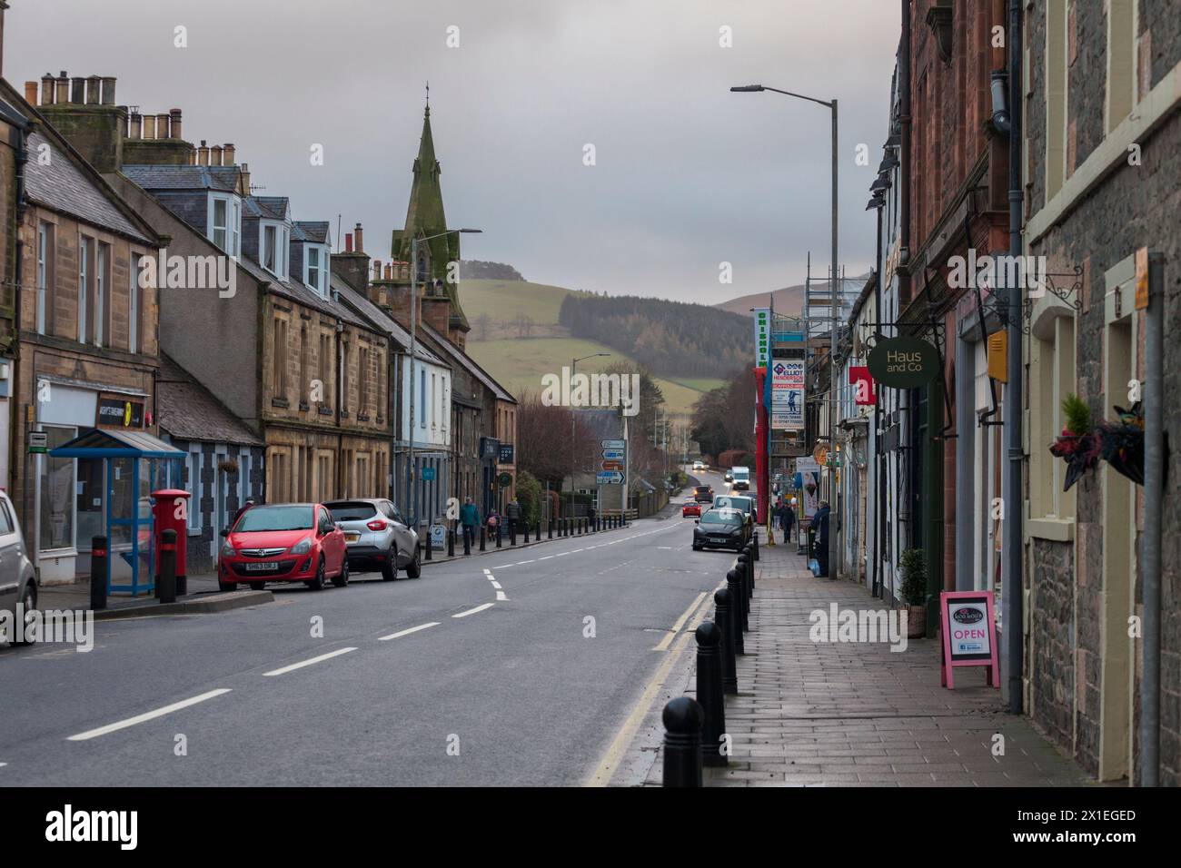 Innerleithen Hauptstraße (A72) Scottish Borders Stockfoto