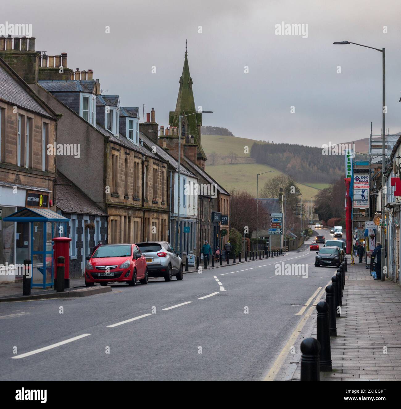 Innerleithen Hauptstraße (A72) Scottish Borders Stockfoto