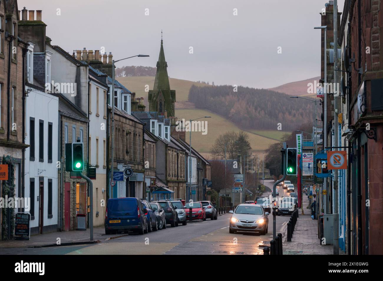Innerleithen Hauptstraße (A72) Scottish Borders Stockfoto