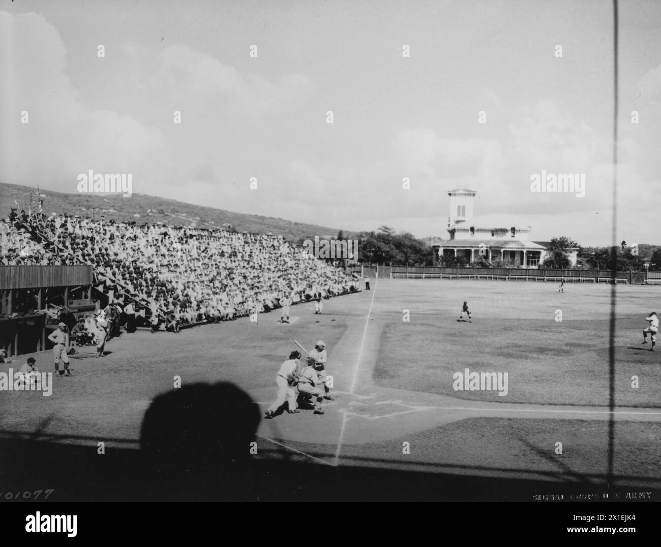 Foto eines Militärbaseballspiels ca. 1930er oder 1940er Jahre Stockfoto