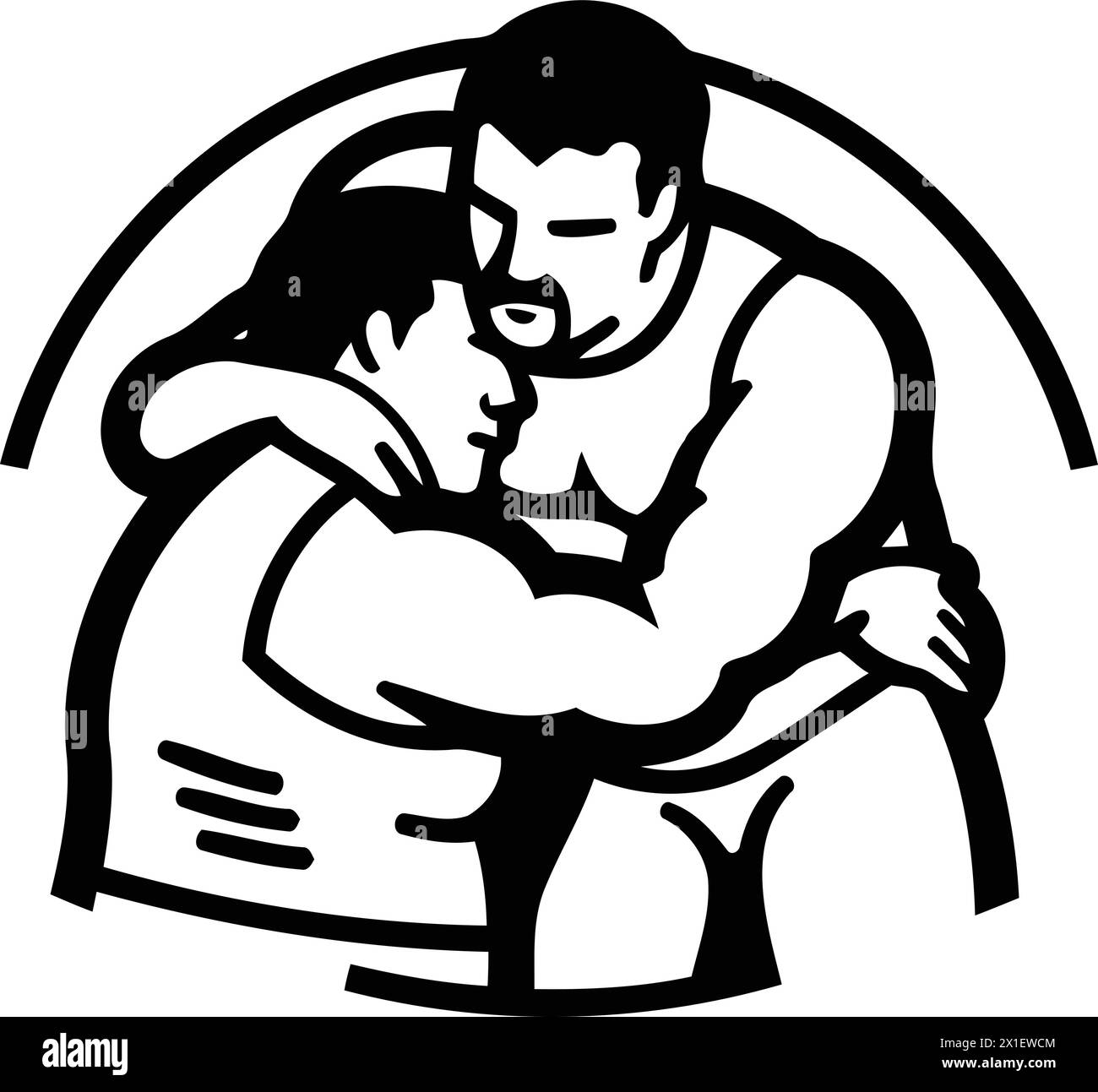 Vektor-Illustration eines fetten Mannes, der seine Tochter umarmt. Stock Vektor