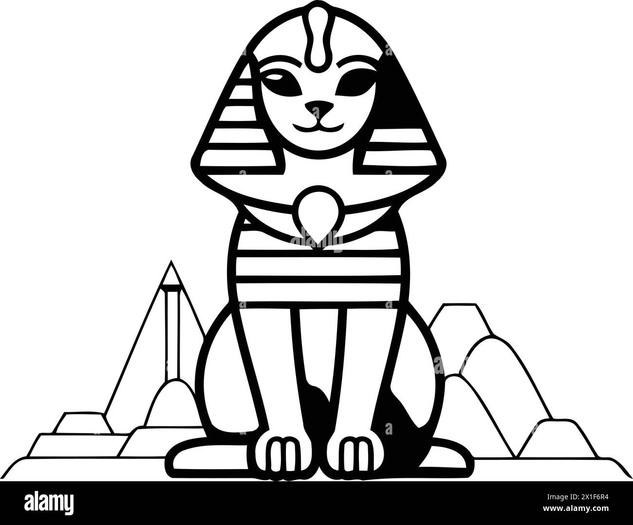 Ägyptischer Pharao mit goldenen ägyptischen Pyramiden. Vektorabbildung Stock Vektor