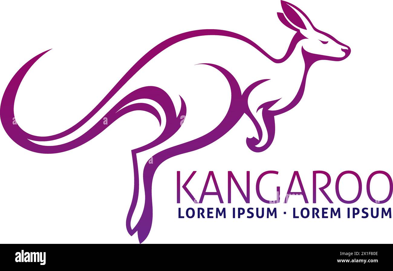 Känguru Australian Animal Design Mascot Ikone Stock Vektor