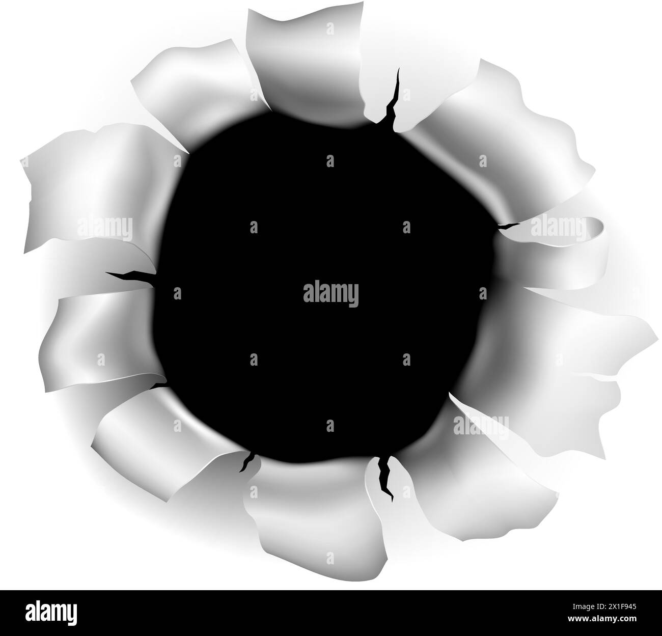 Kugelloch-Metallpapier-Rip-Pistole Durch Die Wand Geschossen Stock Vektor