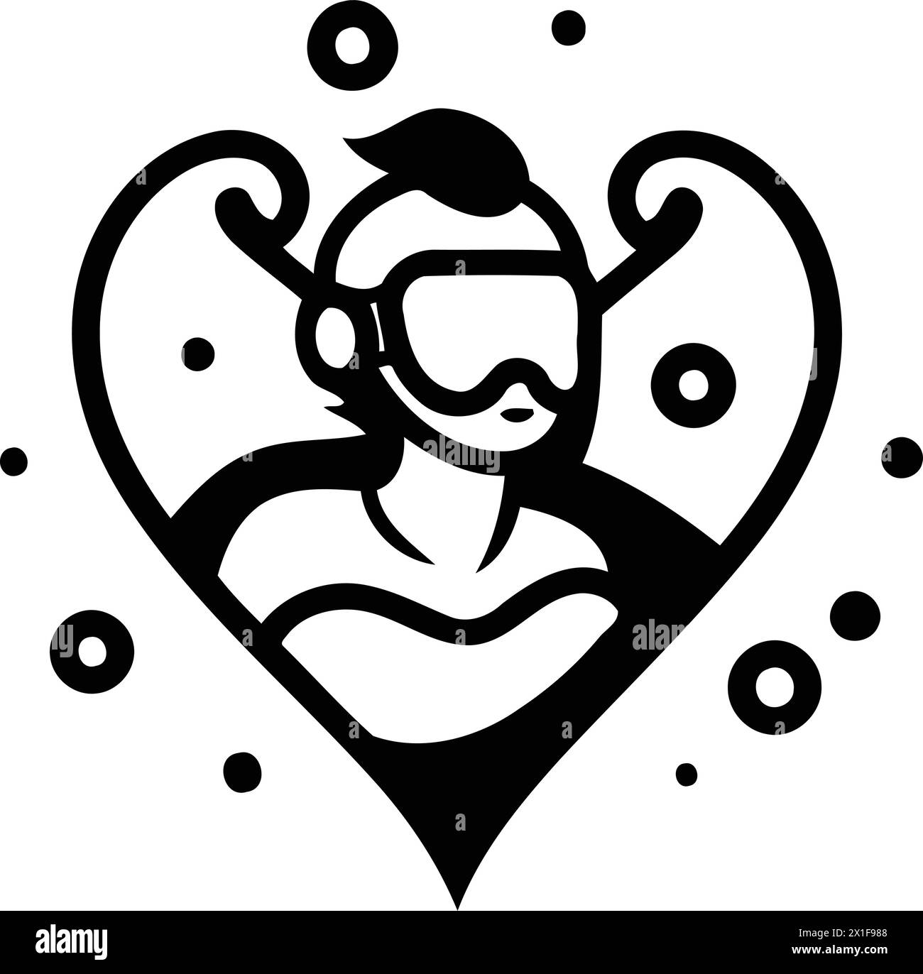 Vektor-Logo für Tauchen und Schnorcheln. Emblem. Abzeichen Stock Vektor