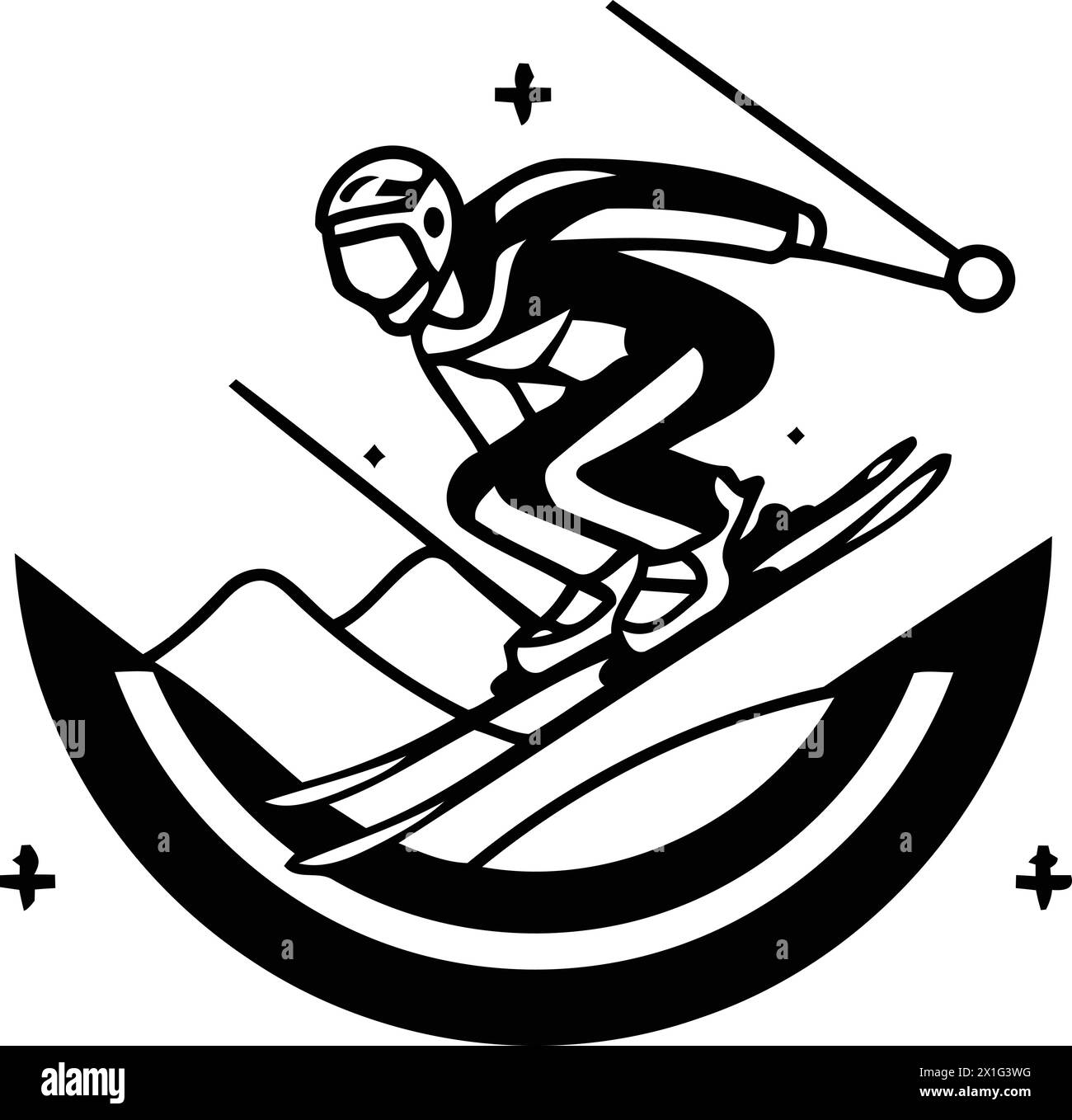 Skilogodesign. Skier-Symbol. Vektorabbildung. Stock Vektor