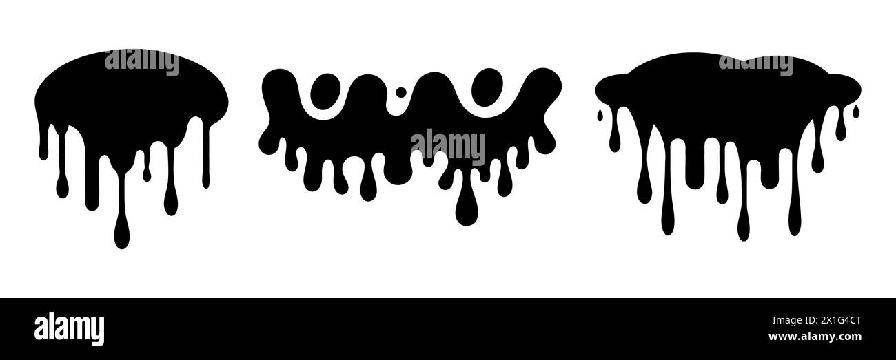 Silhouette fließender Farbe. Lack Tropft. Vektorillustration auf weißem Hintergrund, isoliert. Stock Vektor