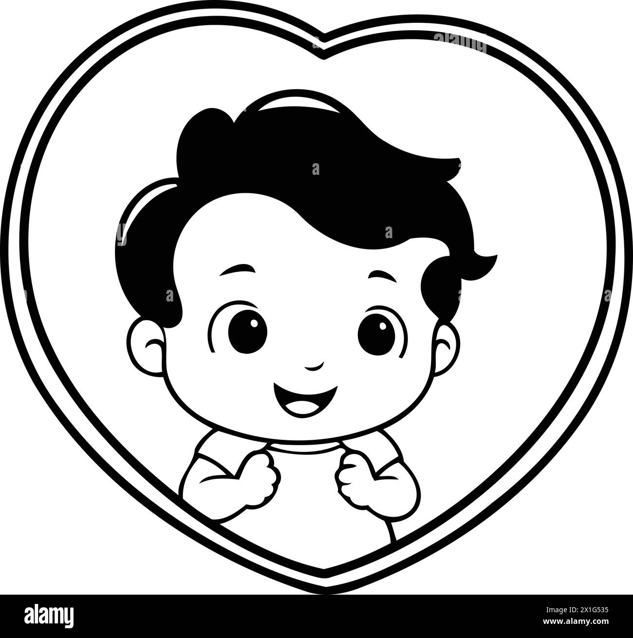 Netter Baby Junge im Herzen isoliert Icon Vektor Illustration Desing. Stock Vektor