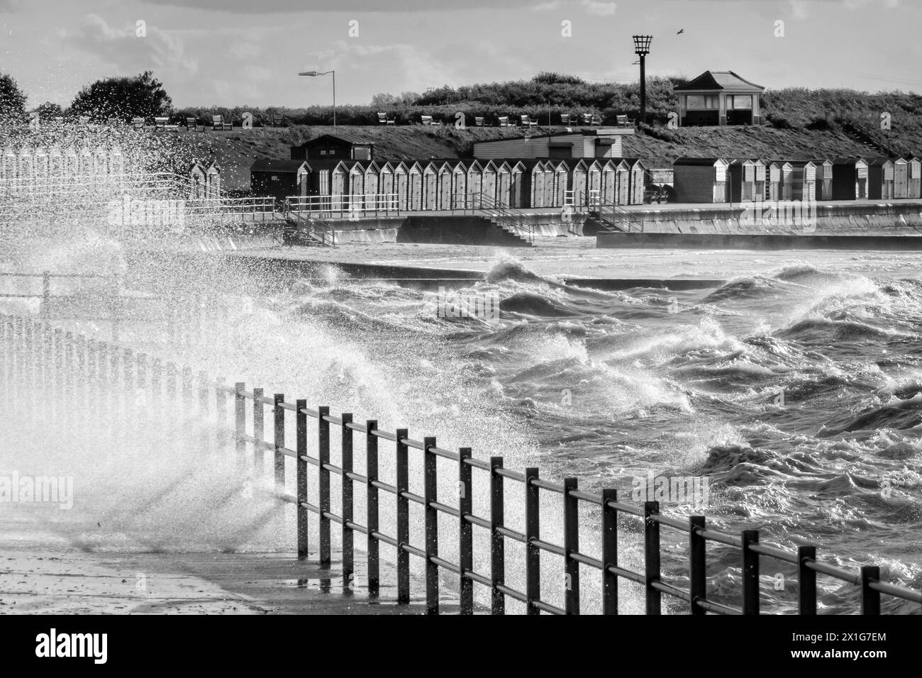 Stürmisches Wetter in Minnis Bay Birchington Kent UK Stockfoto