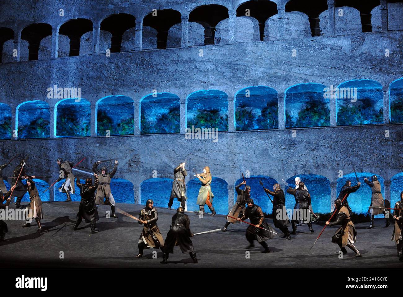 29072011 - SALZBURG - ÖSTERREICH: Die Fotoprobe von Macbeth von Guiseppe Verdi in der Felsenreitschule, Salzburg, am Donnerstag, 28. Juli 2011. APA-FOTO: BARBARA GINDL – 20110728 PD2448 – Rechteinfo: Rights Managed (RM) Stockfoto