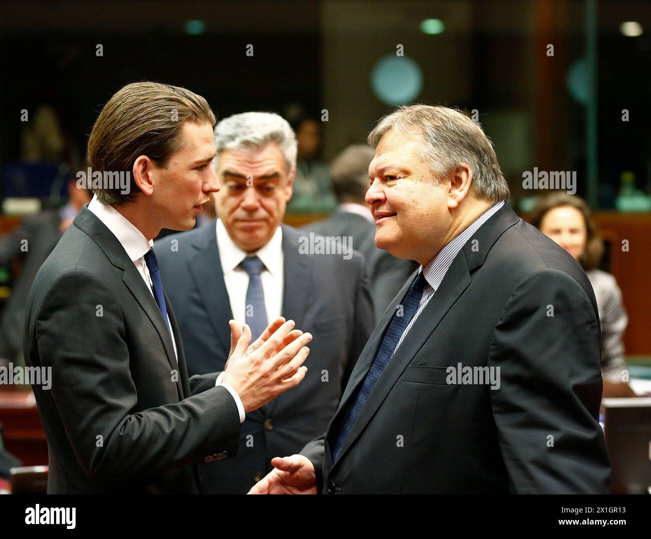 Österreichs Minister für auswärtige Angelegenheiten und Integration Sebastian kurz bleibt am 20. Januar 2014 im Rat für Auswärtige Angelegenheiten in Brüssel. - 20140120 PD0800 - Rechteinfo: Rights Managed (RM) Stockfoto