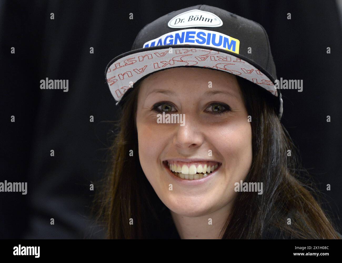 Pressekonferenz des österreichischen Ladies Downhill-Teams in Beaver Creek, USA, am 4. Februar 2015. Im Bild: Cornelia Huetter (AUT). FOTO: APA/HANS KLAUS TECHT - 20150205 PD0093 - Rechteinfo: Rights Managed (RM) Stockfoto