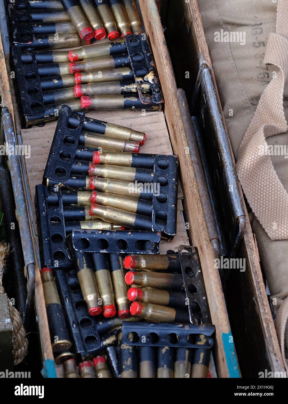 Infanterie-Kleinwaffenmunition des Zweiten Weltkriegs. Stockfoto