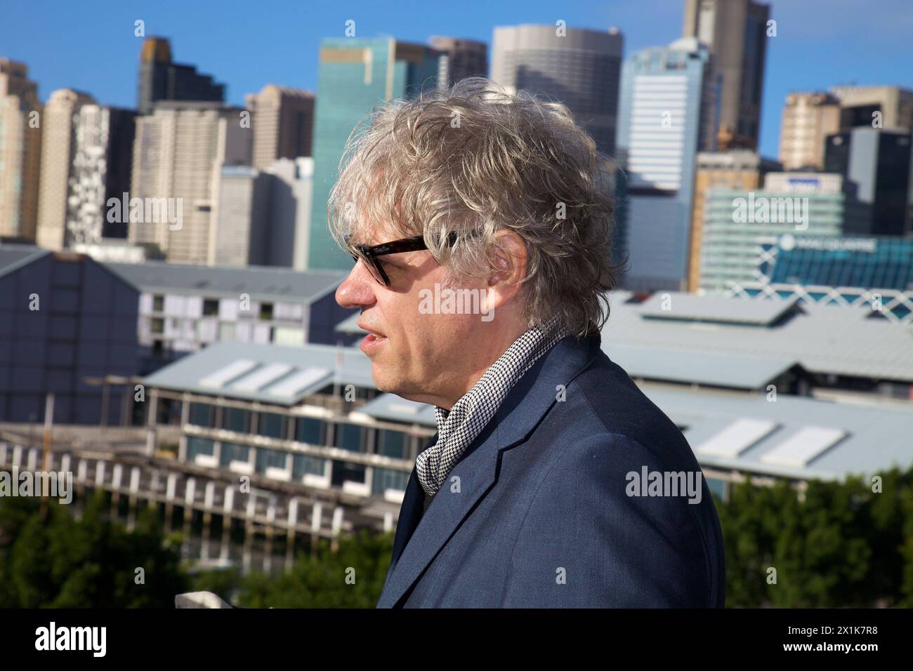 Sir Bob Geldof, Danielle Spencer und Jon Stevens waren in Sydney, um ein Benefizkonzert zur Katastrophenhilfe zu veranstalten. ANZ und Star City präsentierten den Stockfoto