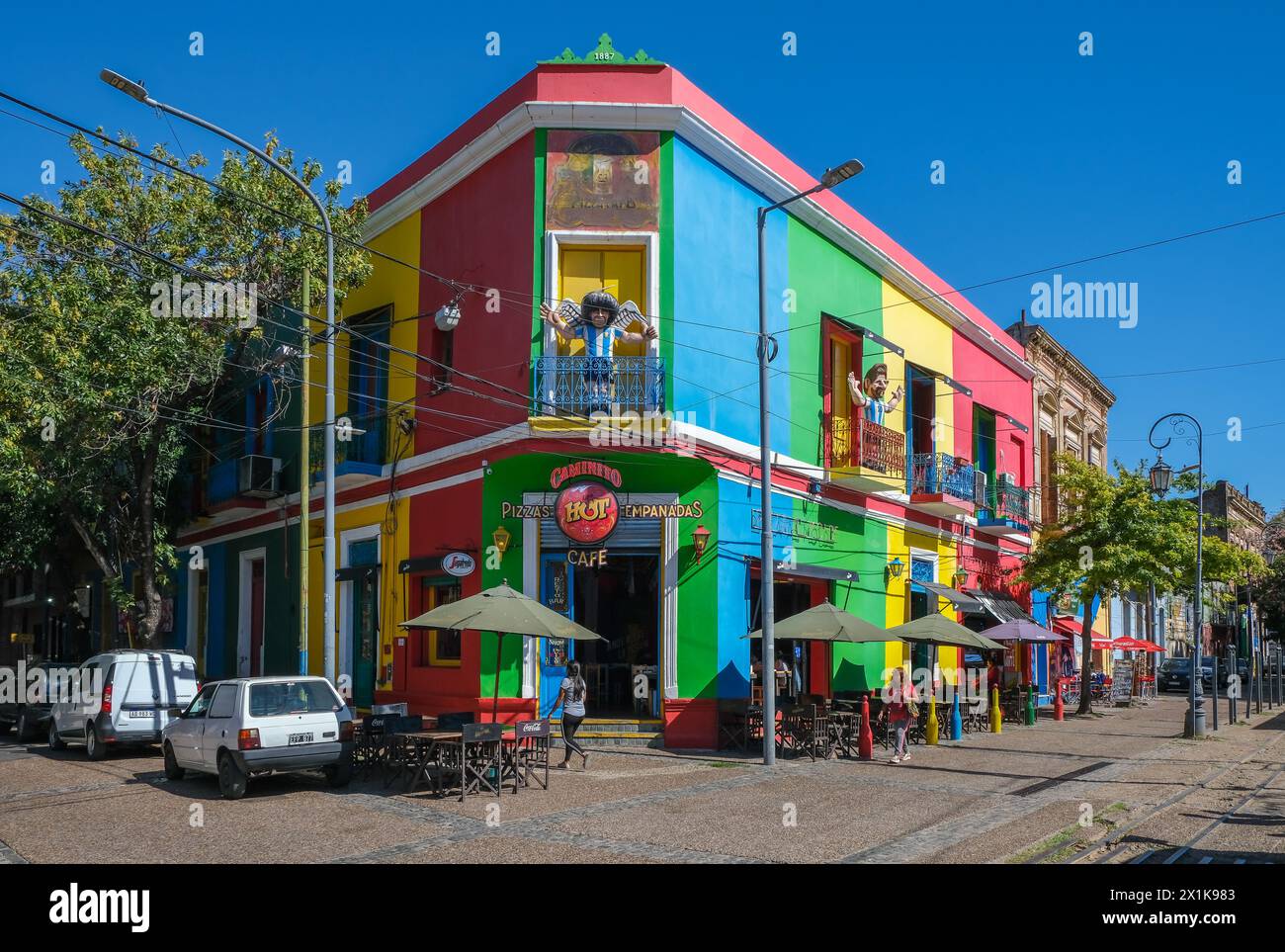 La Boca, Buenos Aires, Argentinien - La Boca, bunt bemalte Häuser im Hafenviertel rund um die El Caminito Gasse. La Boca entstand am en Stockfoto