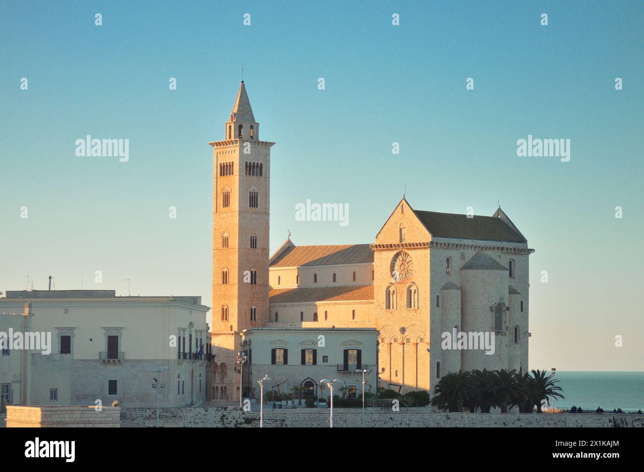 Die wunderschöne romanische Kathedrale Basilika San Nicola Pellegrino in Trani. Stockfoto