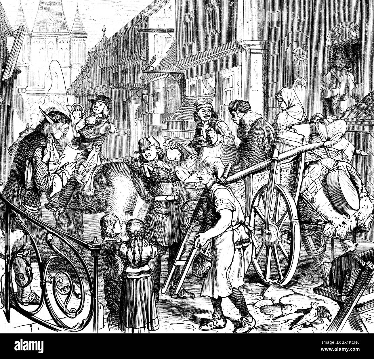 Brandenburgische Post zu Zeiten des Großen Kurfürsten Friedrich Wilhelm, 17. Jahrhundert, historische Illustration 1880 Stockfoto