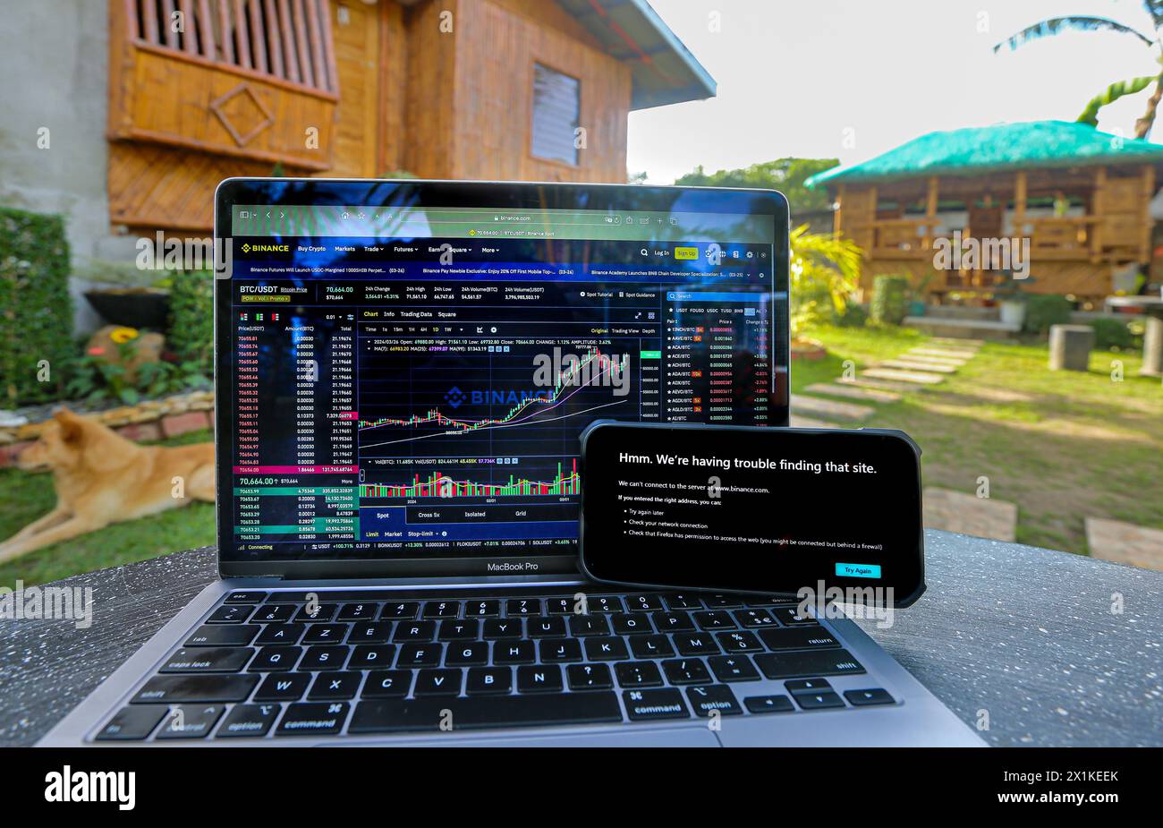 Philippinische Kryptowährungshandelswebsite Binance von philippinischen Finanzbehörden verboten, Kryptohandelsplattform im asiatischen Land blockiert Stockfoto