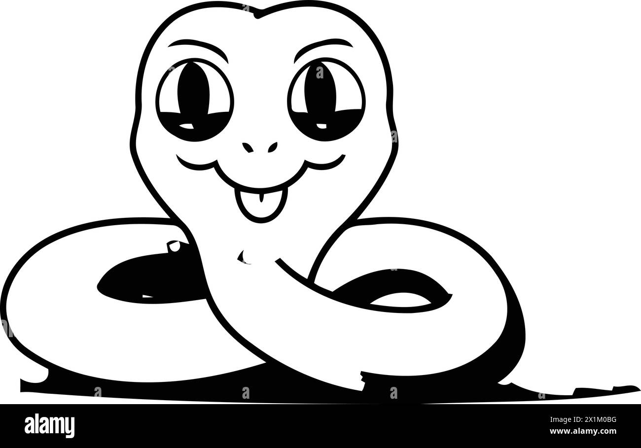 Nette grüne Schlange Zeichentrickfigur Vektor-Illustration auf einem weißen Hintergrund Stock Vektor