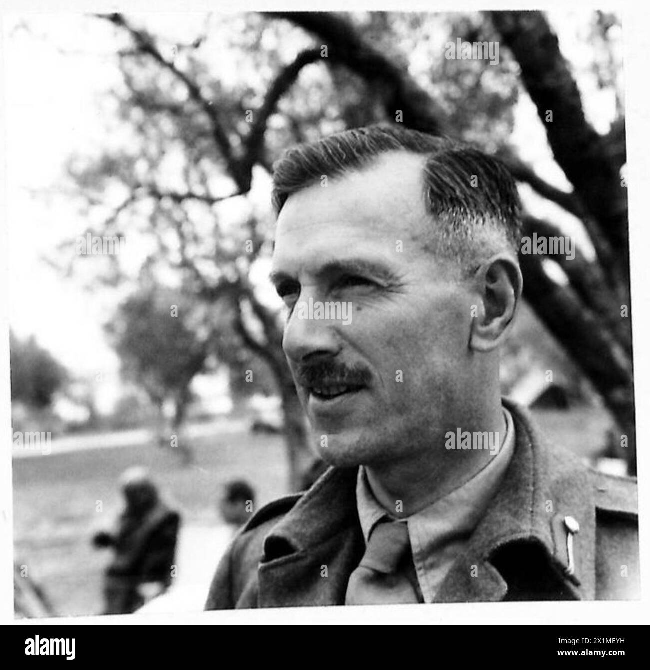 Generalmajor S.C. Kirkman nimmt an einer 8. Armeekonferenz im Hauptquartier der britischen Armee Teil. Stockfoto