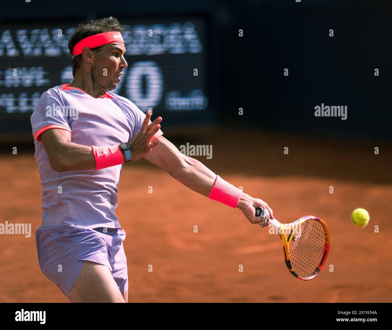 Barcelona, Spanien, 17. April 2024. Sabadell Open Banc – Conde de de Godo Trophy 71 – Alex de Minaur (aus) gegen Rafael Nadal (ESP). Quelle: JG/Alamy Live News Stockfoto