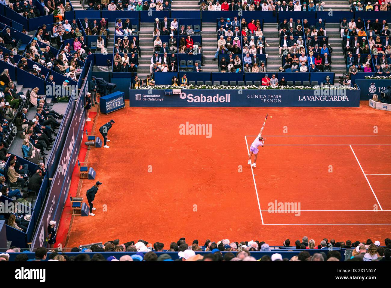 Barcelona, Spanien, 17. April 2024. Sabadell Open Banc – Conde de de Godo Trophy 71 – Alex de Minaur (aus) gegen Rafael Nadal (ESP). Quelle: JG/Alamy Live News Stockfoto