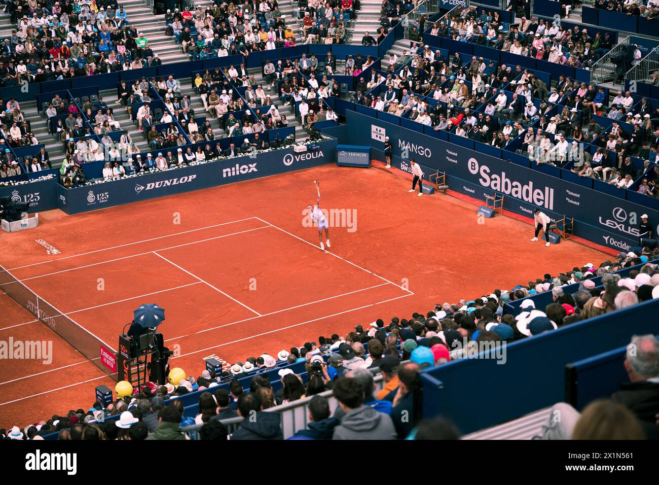 Barcelona, Spanien, 17. April 2024. Sabadell Open Banc – Conde de de Godo Trophy 71 – Alex de Minaur (aus) gegen Rafael Nadal (ESP). Quelle: JG/Alamy Live News Stockfoto