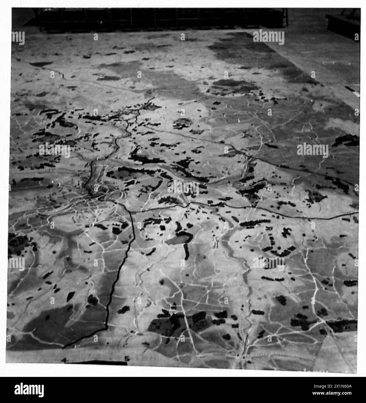 Zusammengesetzte Fotografien zeigen verschiedene Abschnitte einer Karte, die von der britischen Armee für Planungs- und Einsatzzwecke verwendet wird. Stockfoto