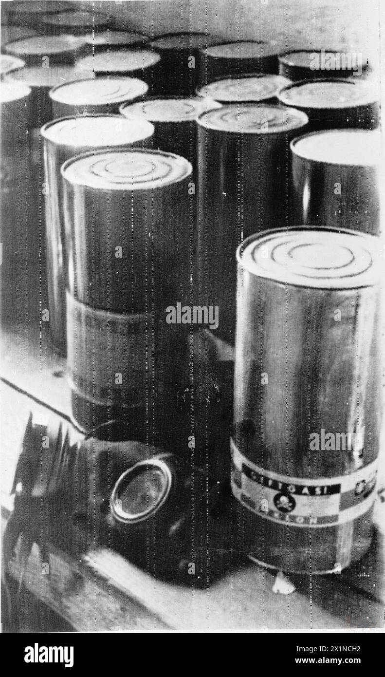 DIE BESETZUNG POLENS DURCH DIE NAZIS, 1941-1945 - Dosen Zyklon B Giftgaspellets im Vernichtungslager Majdanek gefunden, Stockfoto