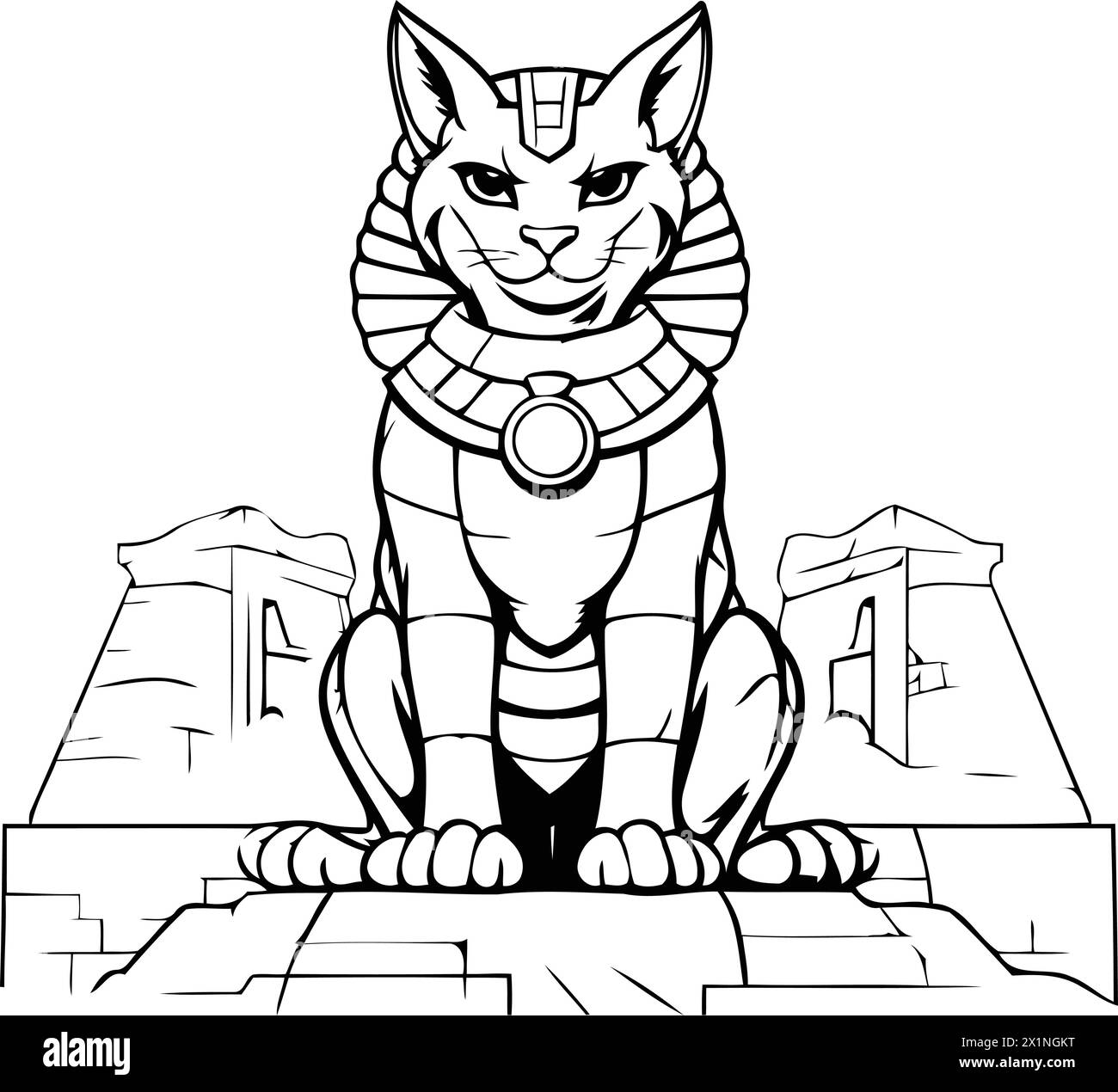 Ägyptische Katze in der antiken Stadt Luxor. Vektorabbildung Stock Vektor