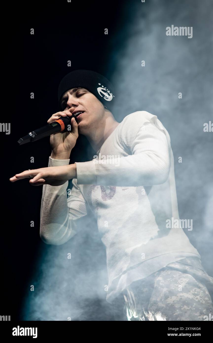 London, Vereinigtes Königreich. April 2024. Der Junge LAROI auf der Bühne im Alexandra Palace. Cristina Massei/Alamy Live News Stockfoto