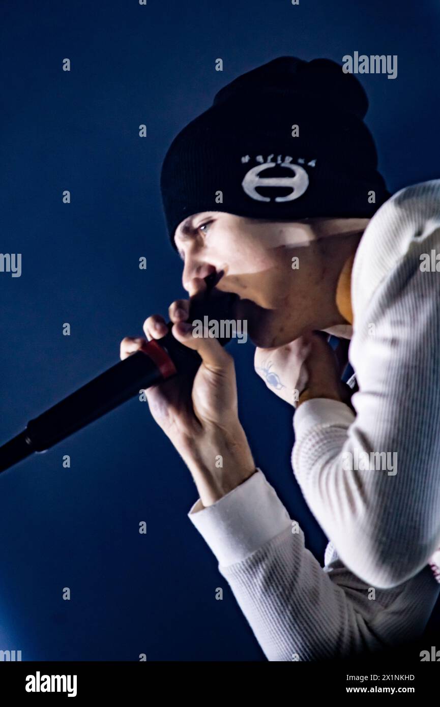 London, Vereinigtes Königreich. April 2024. Der Junge LAROI auf der Bühne im Alexandra Palace. Cristina Massei/Alamy Live News Stockfoto