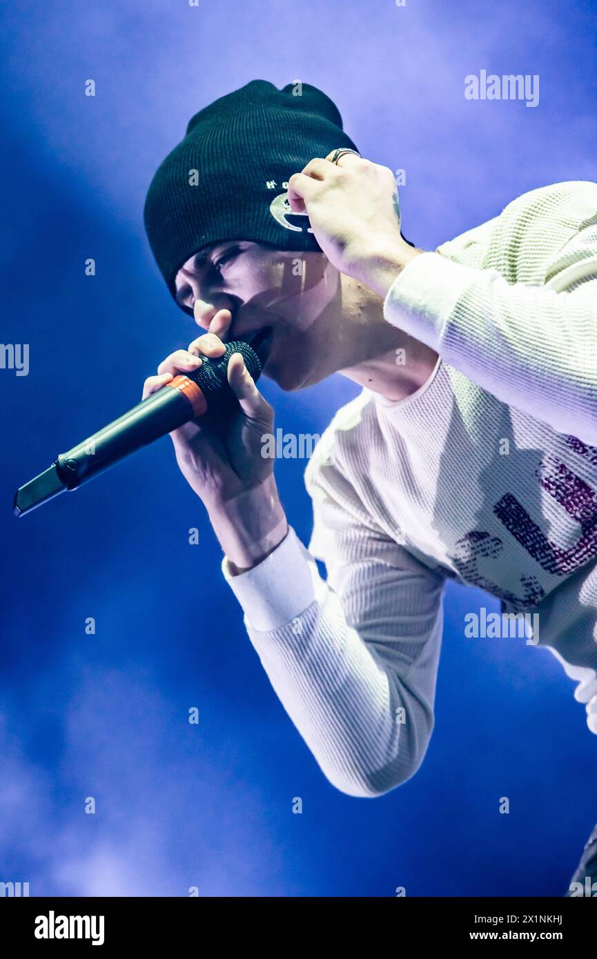 London, Vereinigtes Königreich. April 2024. Der Junge LAROI auf der Bühne im Alexandra Palace. Cristina Massei/Alamy Live News Stockfoto