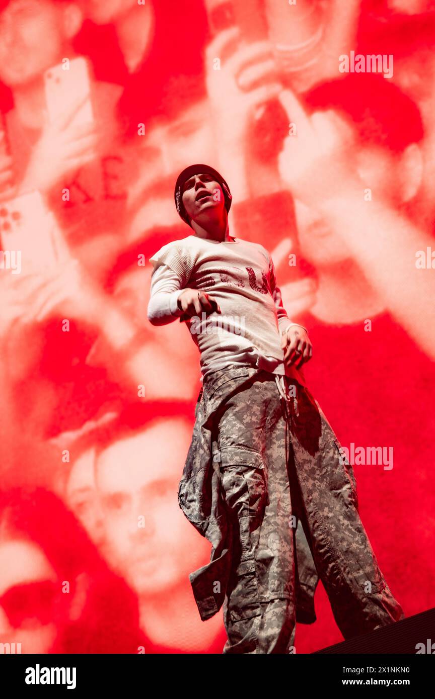 London, Vereinigtes Königreich. April 2024. Der Junge LAROI auf der Bühne im Alexandra Palace. Cristina Massei/Alamy Live News Stockfoto
