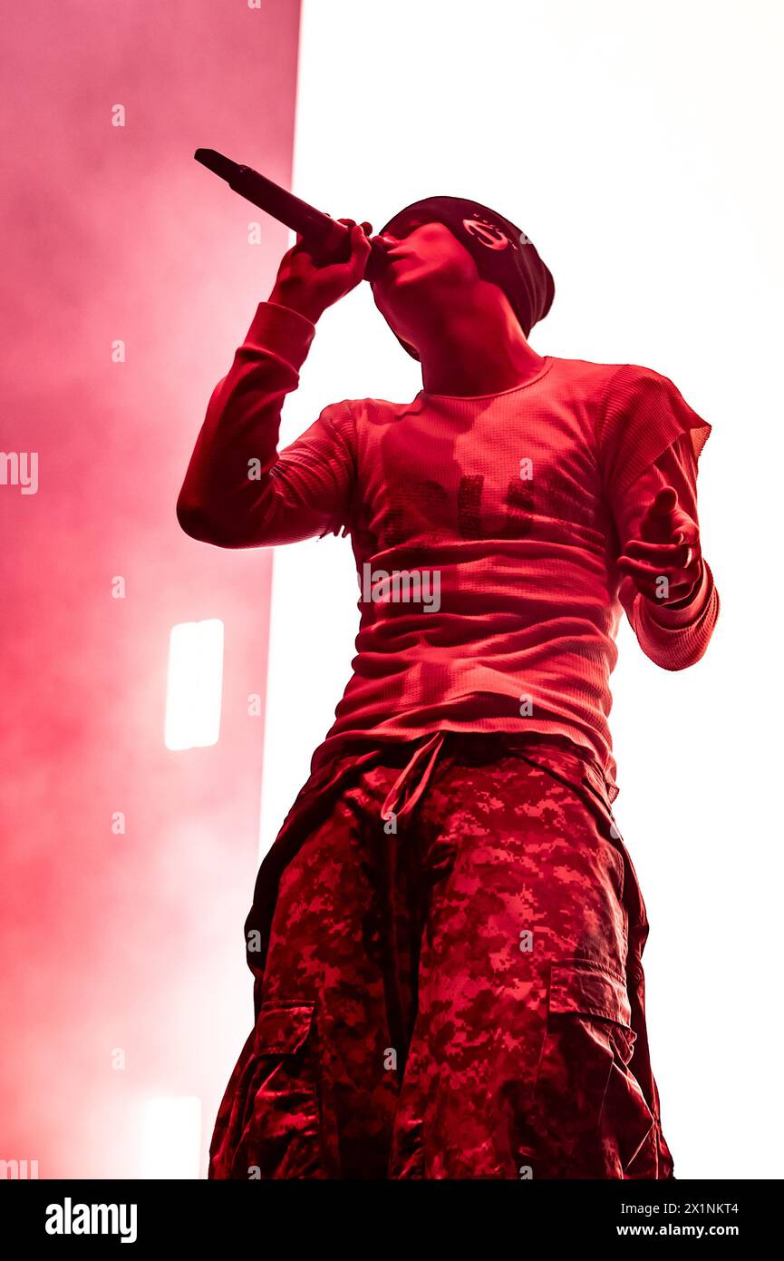 London, Vereinigtes Königreich. April 2024. Der Junge LAROI auf der Bühne im Alexandra Palace. Cristina Massei/Alamy Live News Stockfoto