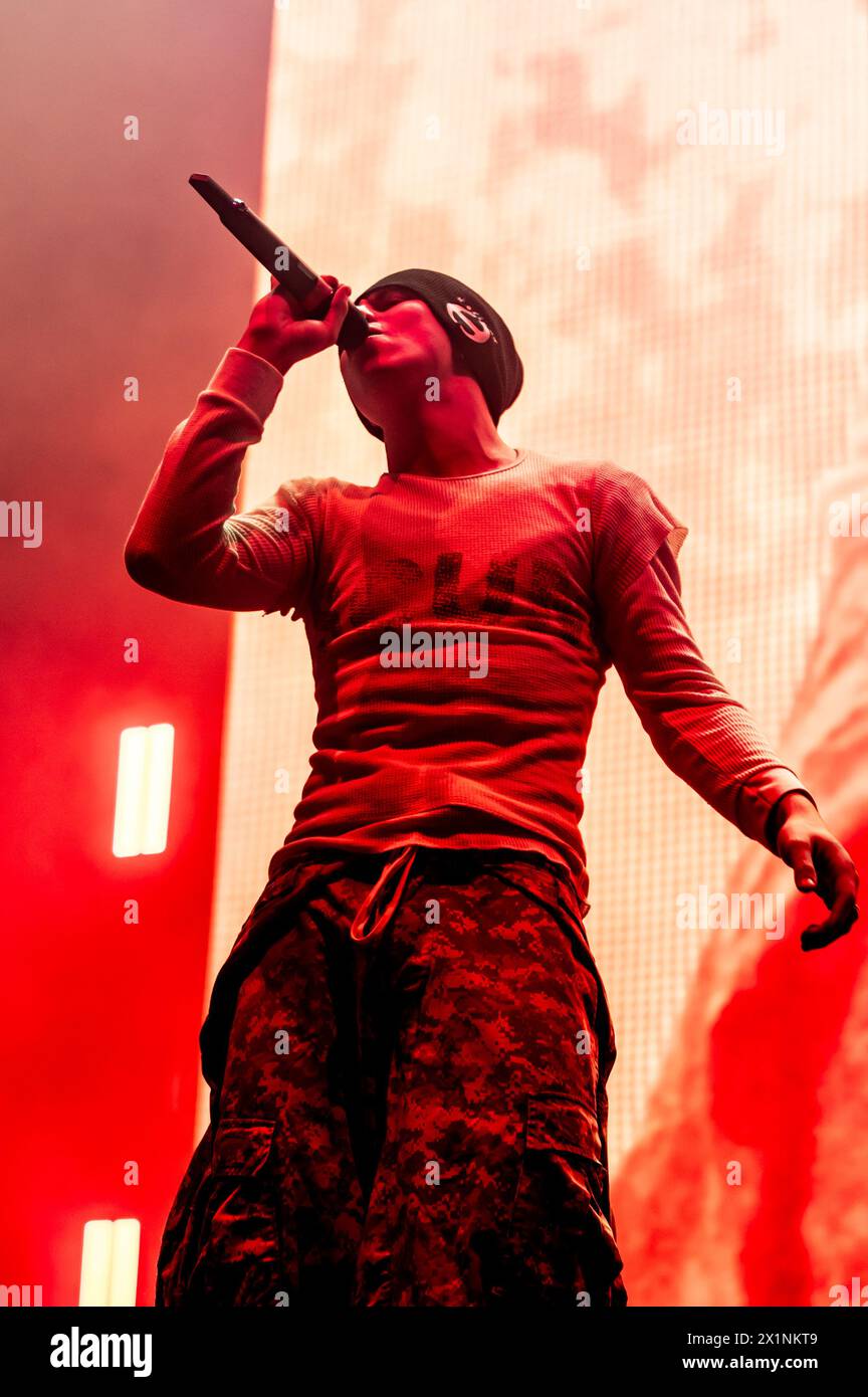 London, Vereinigtes Königreich. April 2024. Der Junge LAROI auf der Bühne im Alexandra Palace. Cristina Massei/Alamy Live News Stockfoto