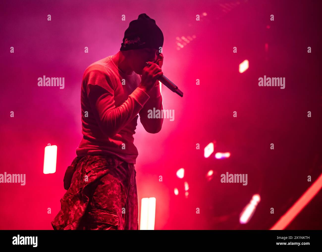 London, Vereinigtes Königreich. April 2024. Der Junge LAROI auf der Bühne im Alexandra Palace. Cristina Massei/Alamy Live News Stockfoto