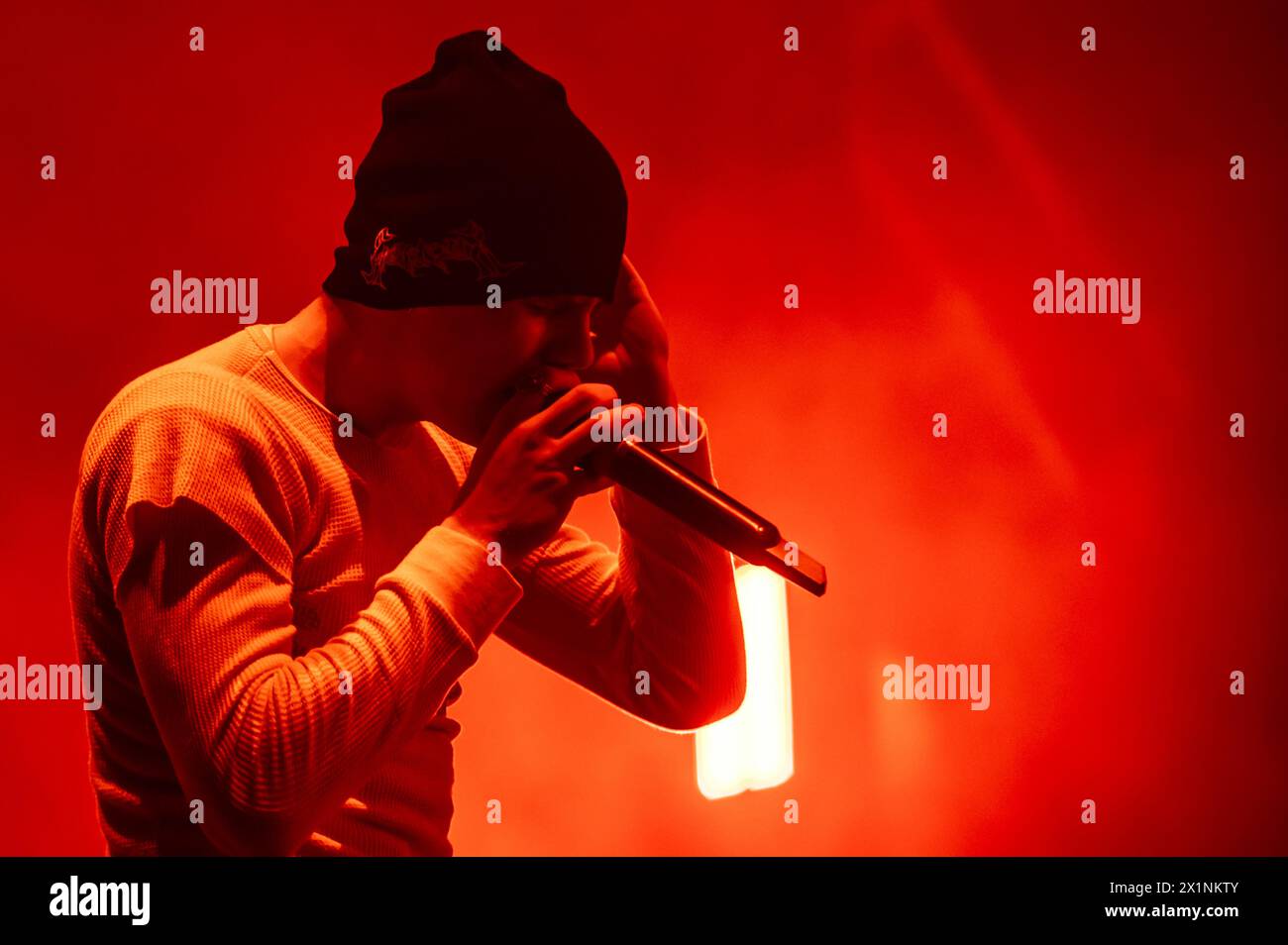 London, Vereinigtes Königreich. April 2024. Der Junge LAROI auf der Bühne im Alexandra Palace. Cristina Massei/Alamy Live News Stockfoto