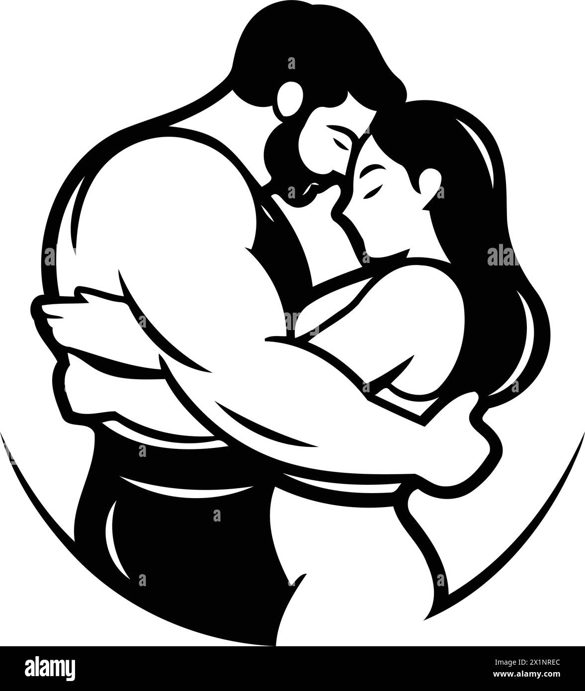 Vektor-Illustration eines liebevollen Paares, das sich umarmt. Umarmen und küssen Stock Vektor
