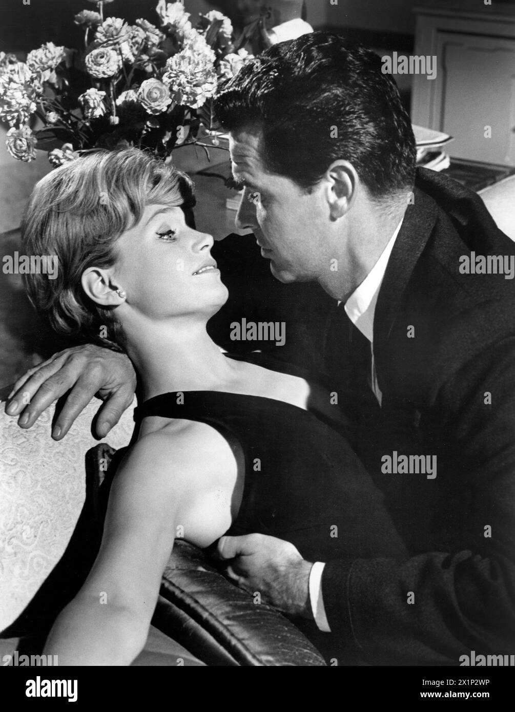 Lee Remick, James Garner, am Set des Films The Wheeler Dealers, MGM, 1963 Stockfoto