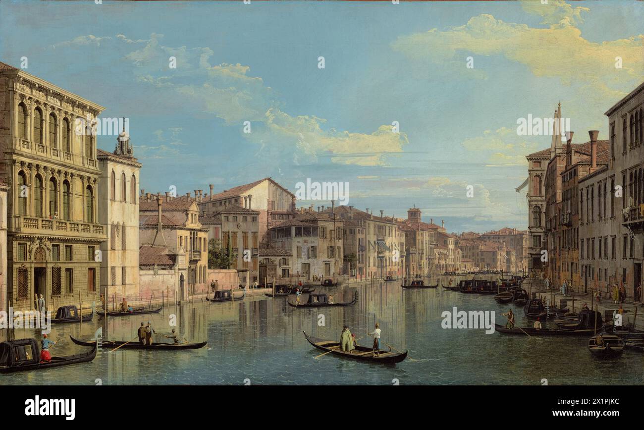 Gemälde des Canale Grande in Venedig vom Palazzo Flangini bis Campo San Marcuola vom italienischen Maler Canaletto (Giovanni Antonio Canal) über 1738 Kunstwerke aus Öl auf Leinwand Stockfoto